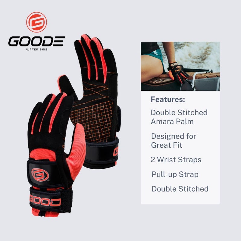 Goode Pro Water Ski Gloves – Thin, High-Performance Design with Double Stitched Amara Palm for Superior Grip, Dual Wrist Straps, Pull-Up Strap, Trusted by World Champions - Image 3